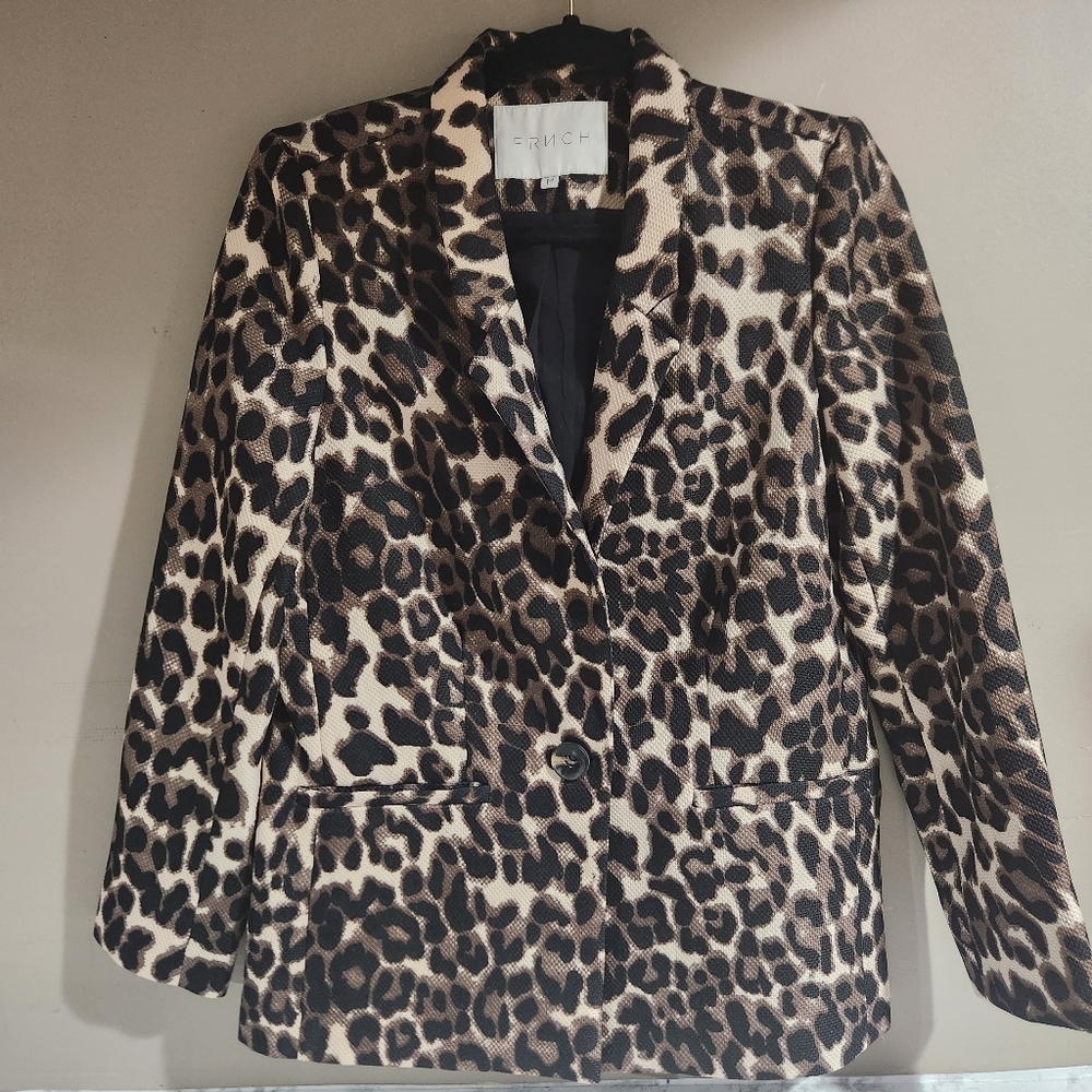 FRNCH Leopard Print One Button Blazer Sz M